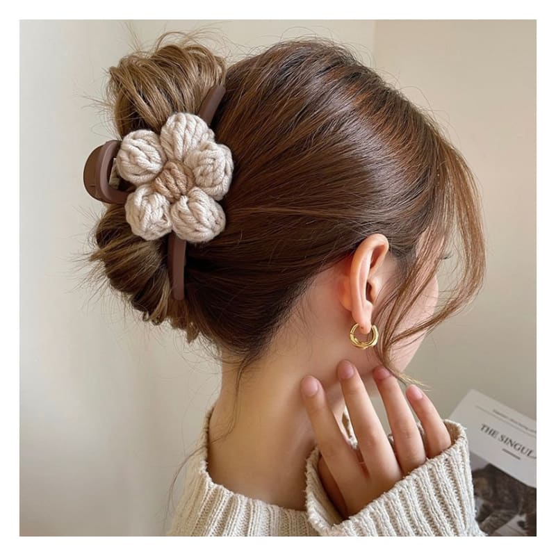 Chenille Flower Accent Hair Clamp