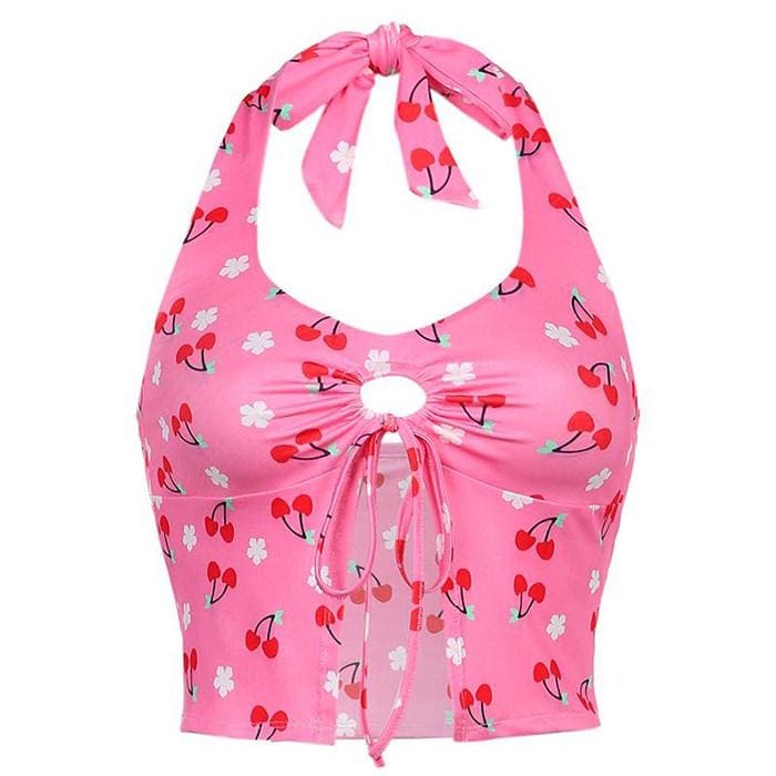 Cherry Blossom Halter Top - Tops