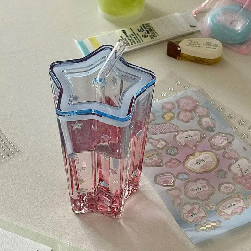 Cherry Blossom Lucky Star Glass Water Cup - Lovesickdoe