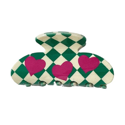 Cherry Checker Hair Claw - Green - Other