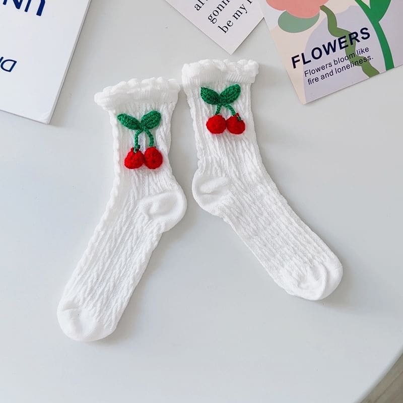 Cherry Crochet Short Socks