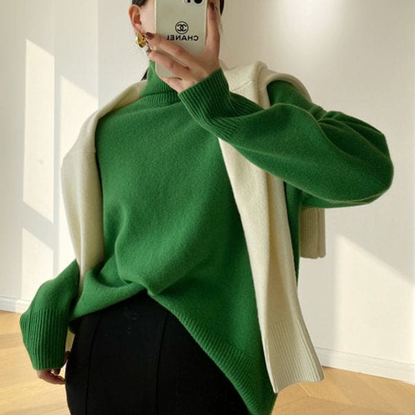 Chic Aesthetic Autumn Sweater - Free Size / Green - Sweaters