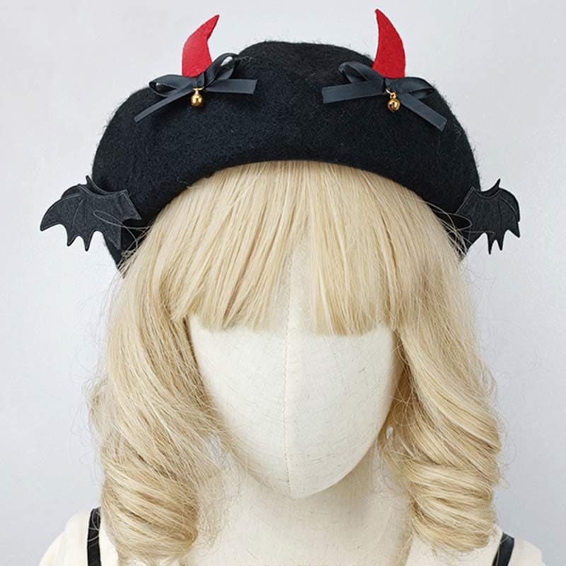 Chic Bat Wings Lolita Beret - Balck A / One Size