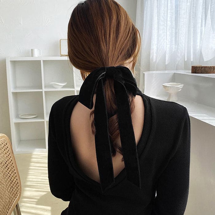 Chic Black Velvet Hair Bow - Standart / Black - Other