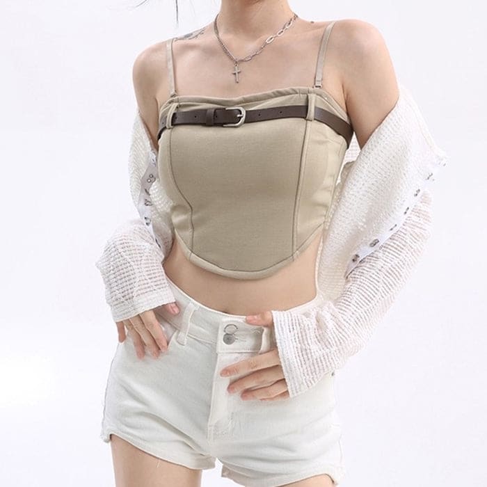 Chic Bucket Tank Top - Free Size / Beige - Tops