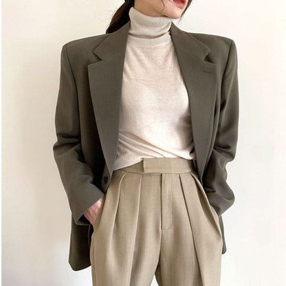 Chic Cardigan Pure Color Lapel Blazer