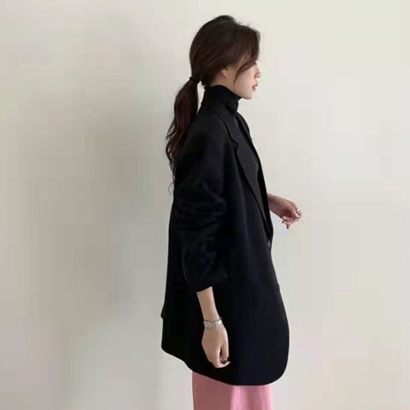 Chic Cardigan Pure Color Lapel Blazer