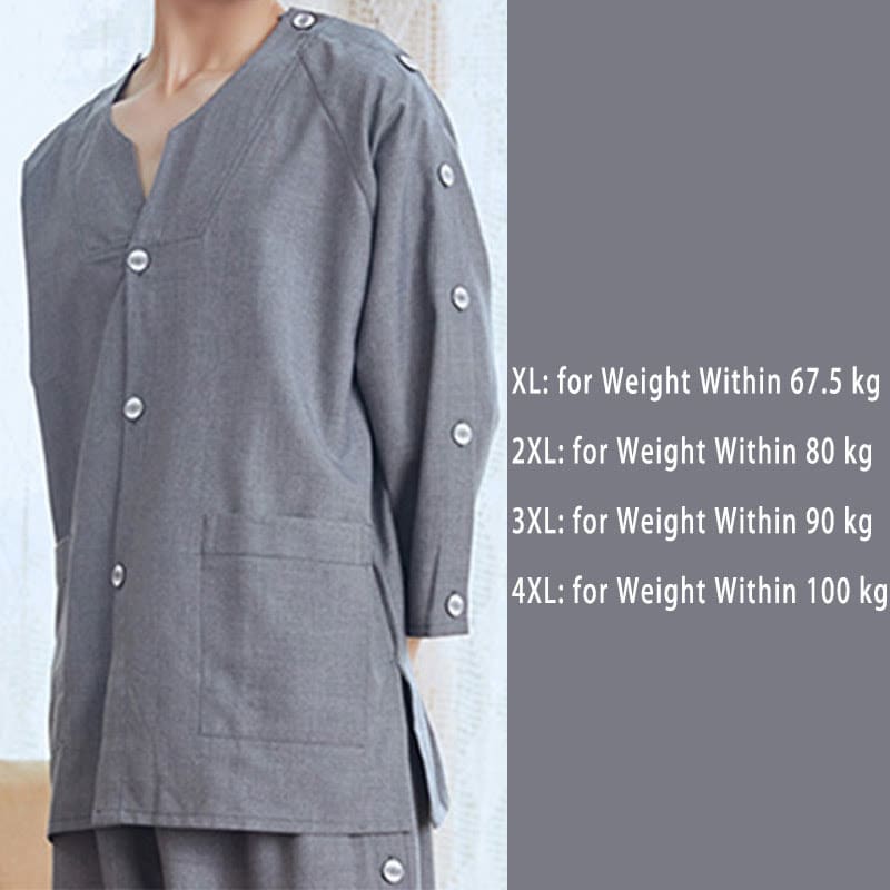 Chic Cotton Solid Color Button Cardigan Pajamas Set - Men