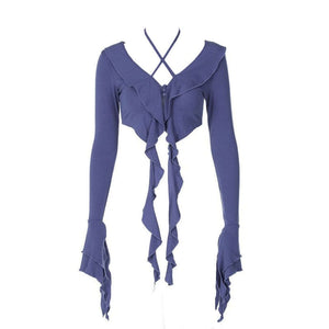 Chic Flowy Ruffle Top - S / Blue - Tops