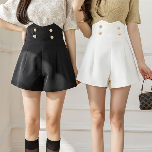 Chic High Waist Buttons Casual Shorts