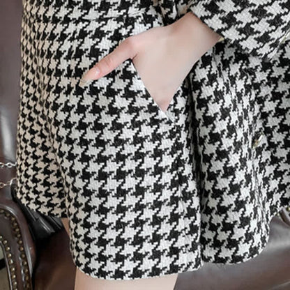 Chic Print Blazer Hight Waist Shorts Set