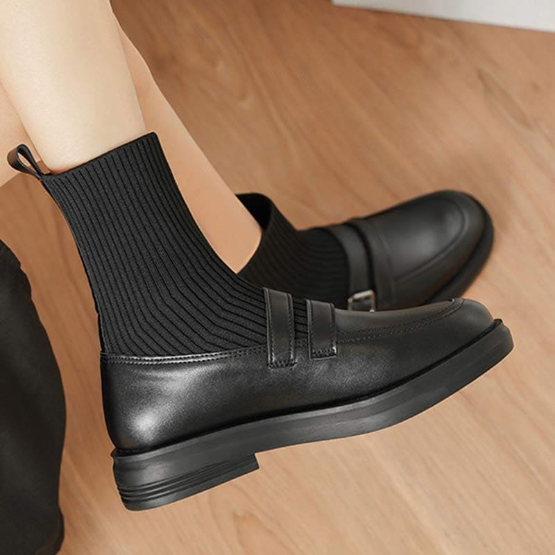 Chic Pure Color Round Toe Martin Boots