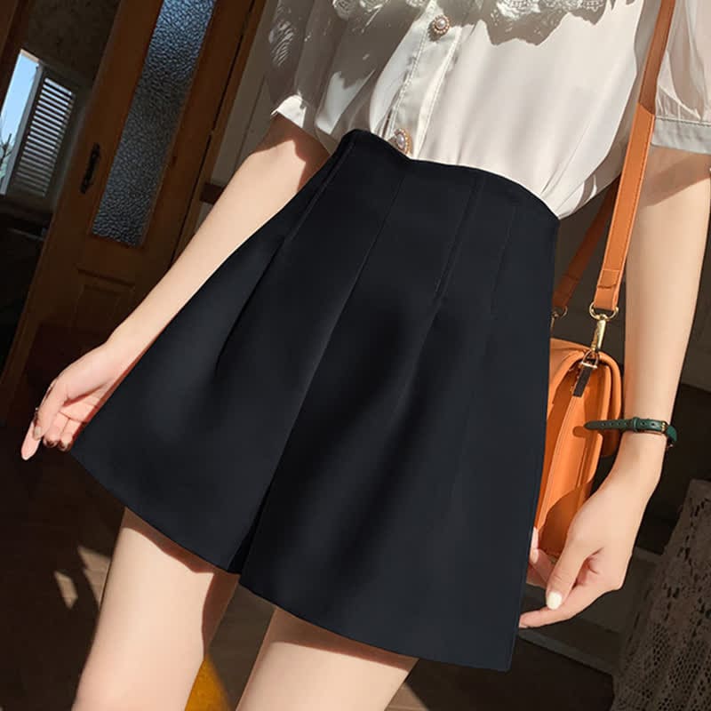 Chic Pure Color Wide Leg Shorts