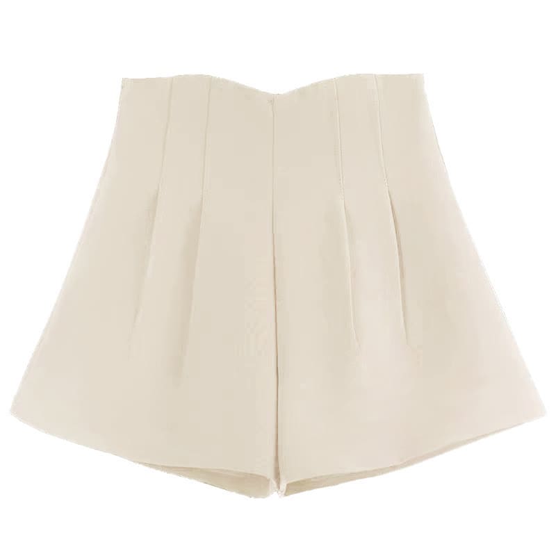 Chic Pure Color Wide Leg Shorts - Apricot / M