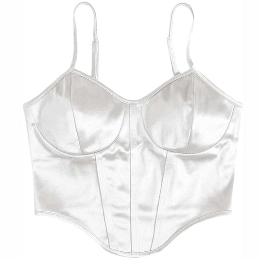 Chic Satin Corset Top - S / White - Tops