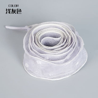 Chiffon Bow Ribbon Shoelaces - Light Gray / 120cm