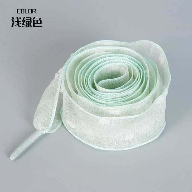 Chiffon Bow Ribbon Shoelaces - Light Green / 120cm