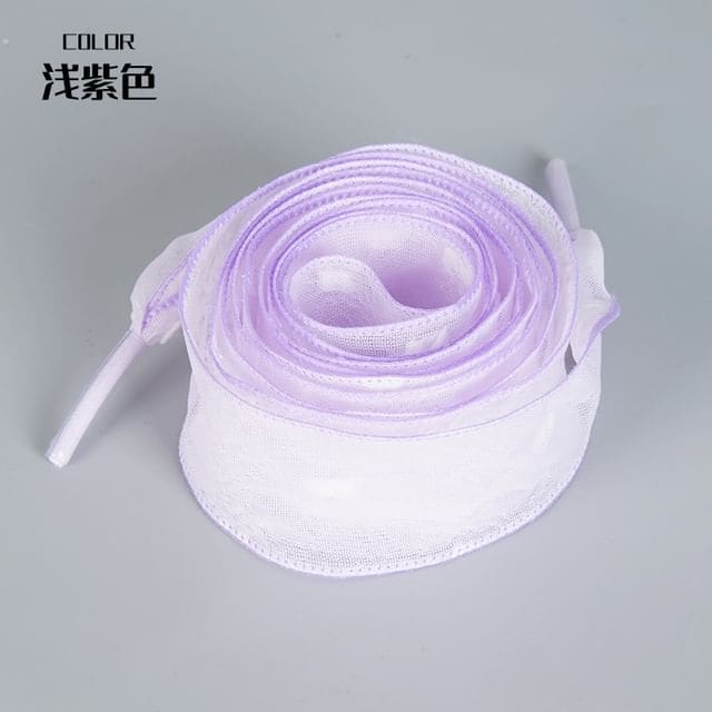 Chiffon Bow Ribbon Shoelaces - Light Purple / 120cm