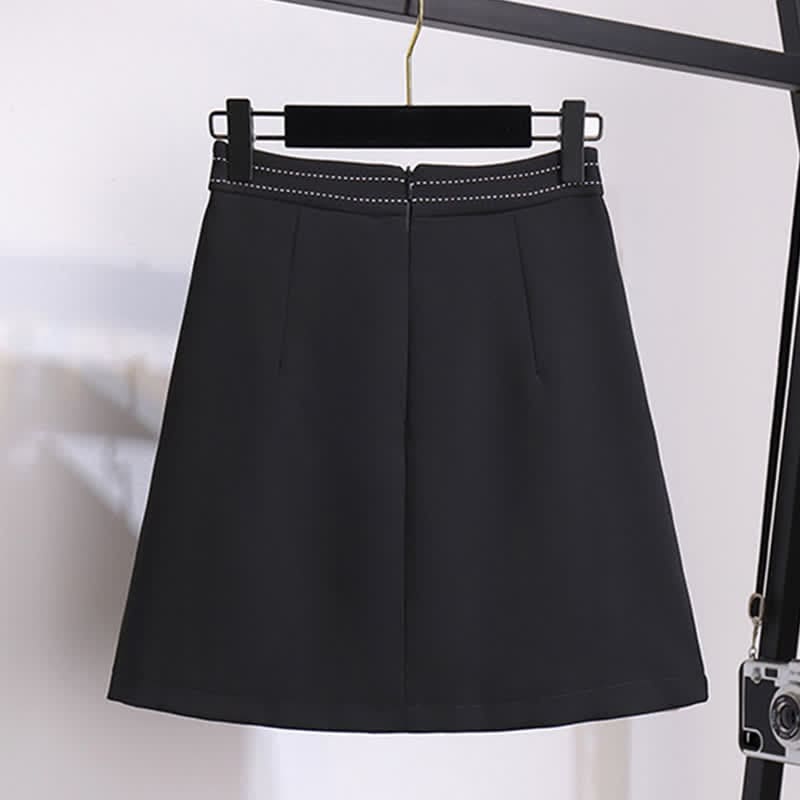 Chiffon T-Shirt High Waist Button Front Skirt