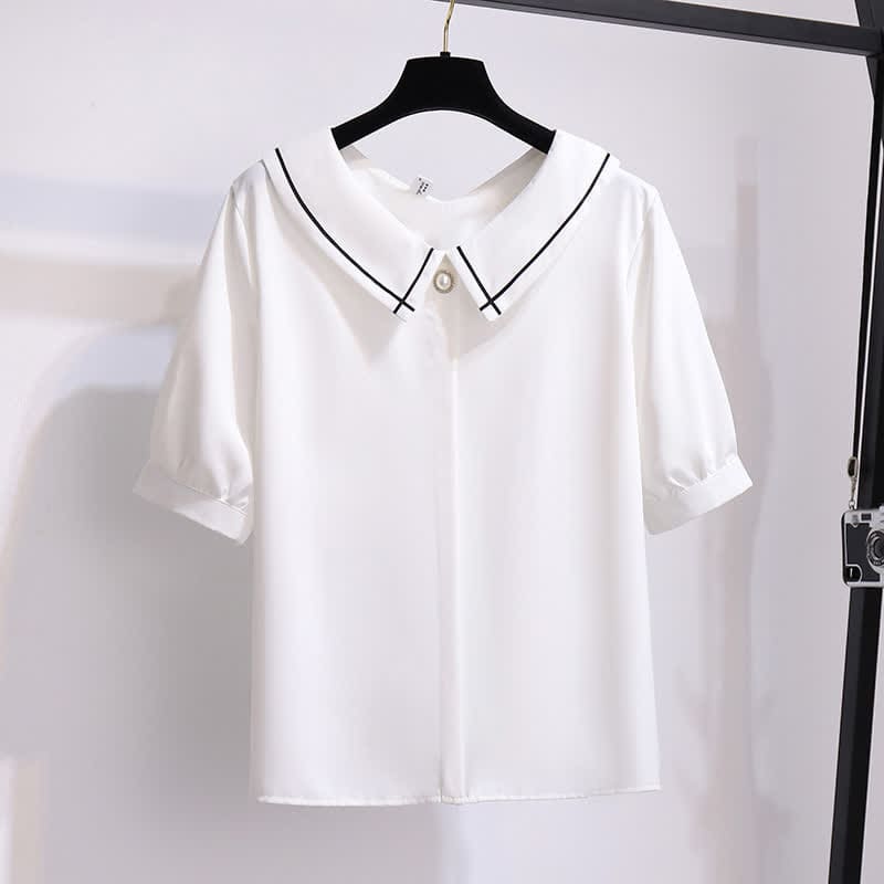 Chiffon T-Shirt High Waist Button Front Skirt - T-Shirt