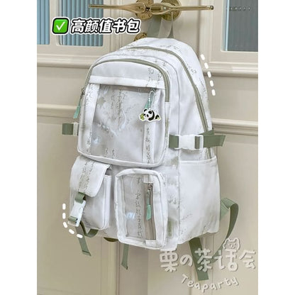 Chinese Character Print PVC Panel Laptop Backpack / Bag