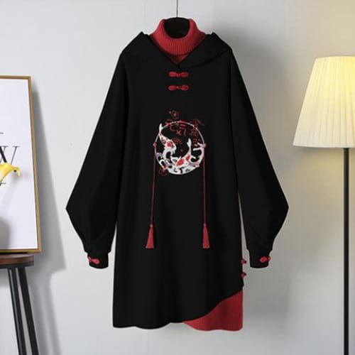 Chinese Style Hooded Cheongsam Embroidery Dress MK16452