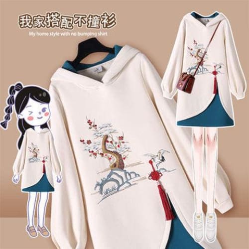 Chinese Style Hooded Cheongsam Embroidery Dress MK16452