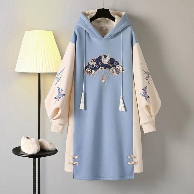 Chinese Style Hooded Cheongsam Embroidery Dress MK16452