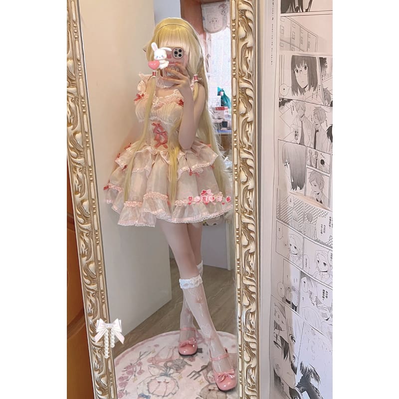 Chobits Swee White Pink Lovely Pastel Lolita Dress ON824 -
