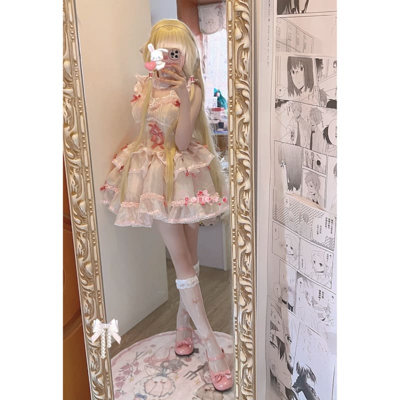 Chobits Swee White Pink Lovely Pastel Lolita Dress ON824 -