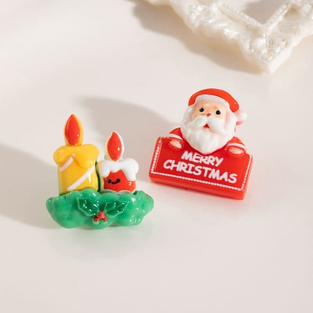 Christmas Cartoon Asymmetrical Resin Stud Earring - 1 Pair