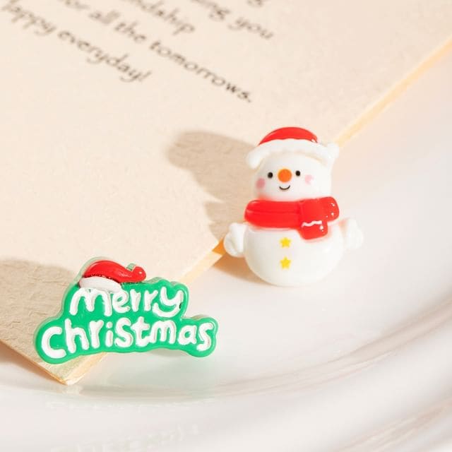 Christmas Cartoon Asymmetrical Resin Stud Earring - 1 Pair