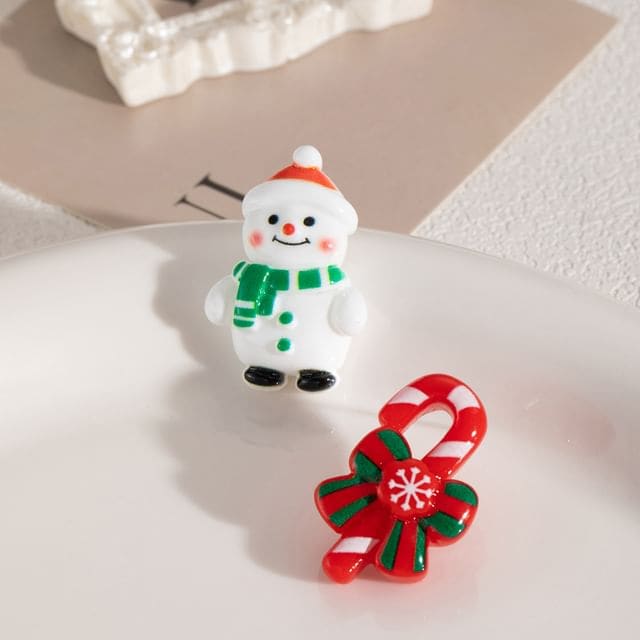 Christmas Cartoon Asymmetrical Resin Stud Earring - 1 Pair