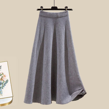 Christmas Colorblock Sweater Knit Skirt - Grey Skirt / M