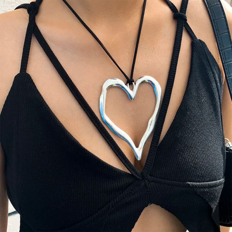 Chunky Big Heart Necklace - Necklace