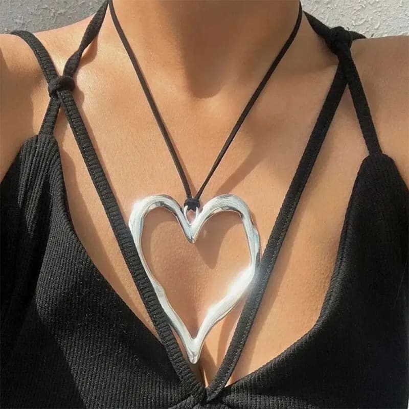 Chunky Big Heart Necklace - Necklace