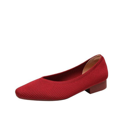 Chunky Heel Pumps - Red / 34