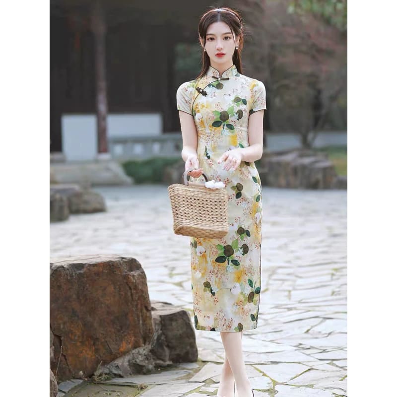 Classic Floral Cheongsam Set - Female Hanfu