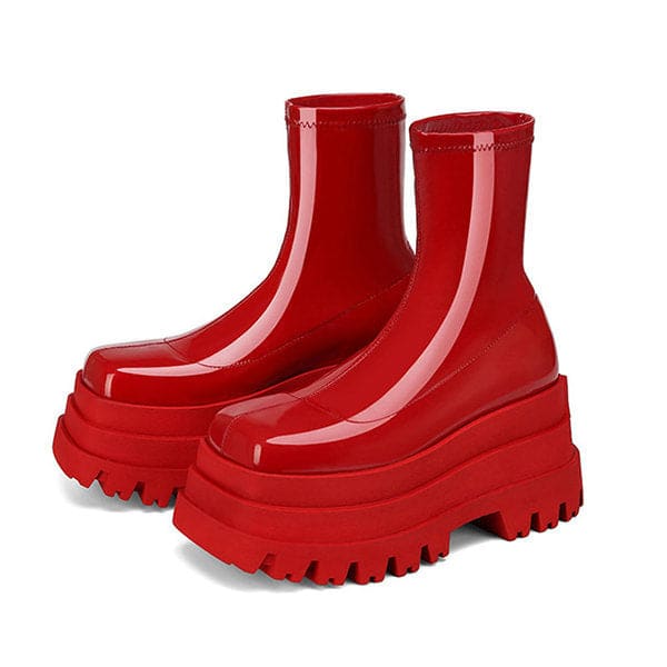 Classic High Platform Boots - EU36 (US6.0) / Red - Boots