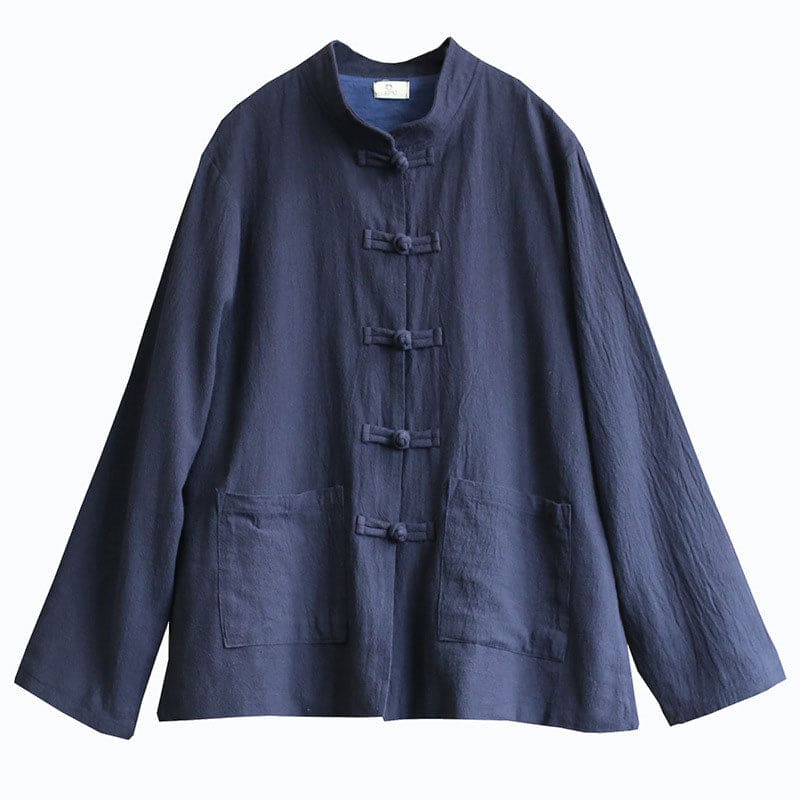 Classical Button Front Pocket Loose Overshirt - Purplish