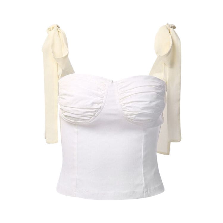 Classy Bow Tie Top - S / White - Tops