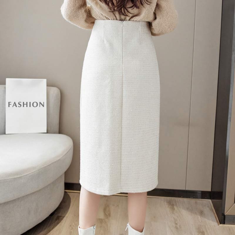 Classy Button Front Split Skirt