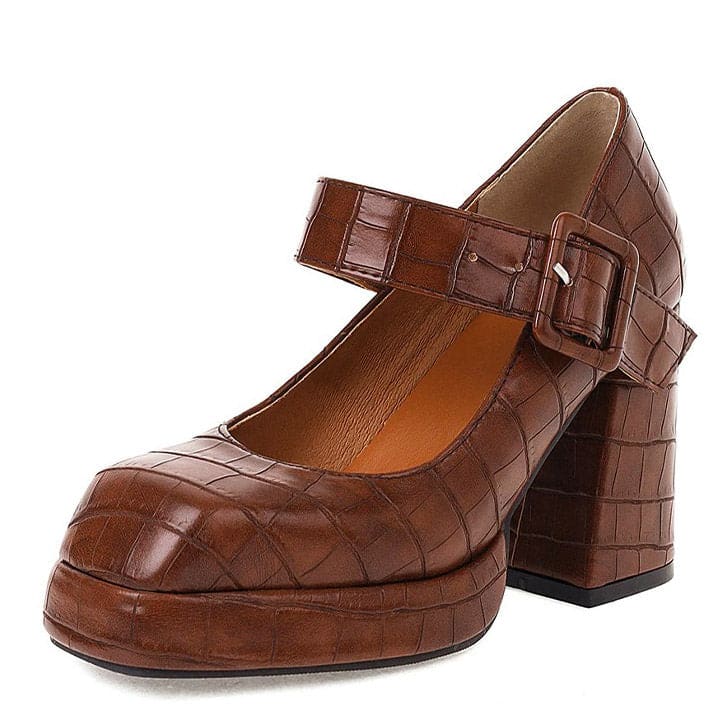 Classy Mary Jane High Heels - EU34 (US4.0) / Brown - Shoes