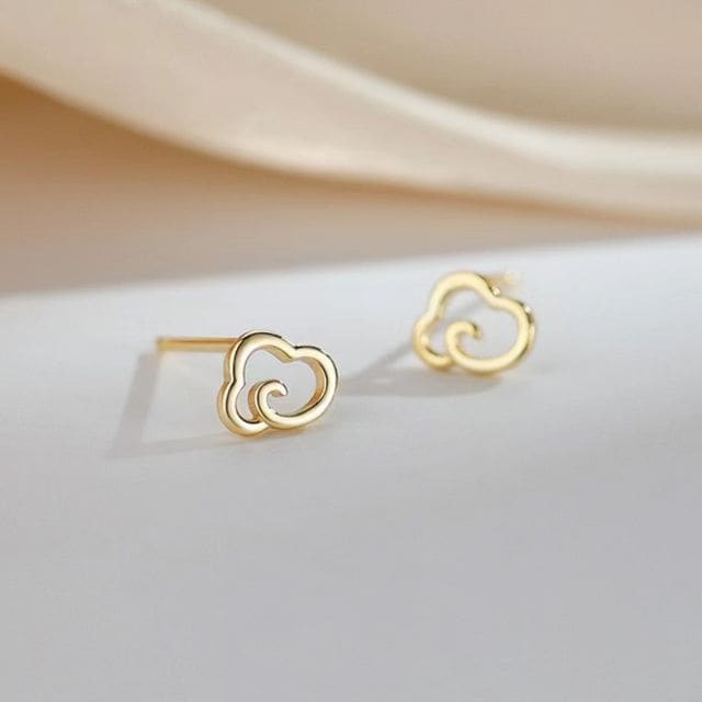 Cloud Stud Earring - 1 Pair - Stud Earring - Gold / One Size