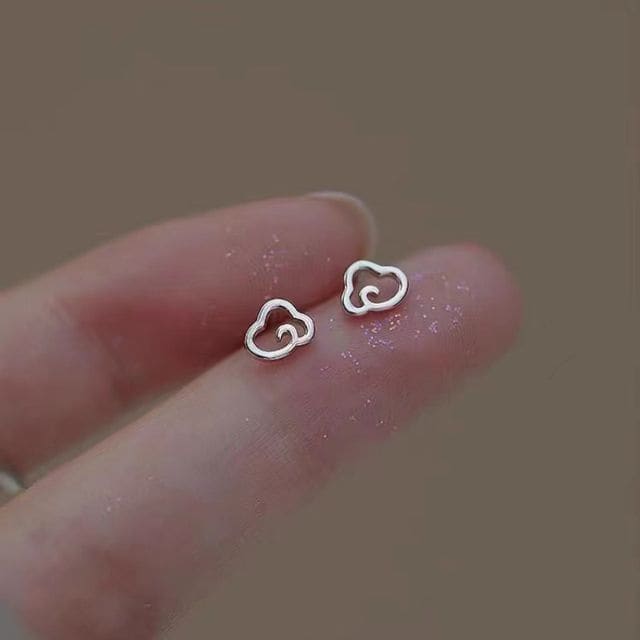 Cloud Stud Earring - 1 Pair - Stud Earring - Silver