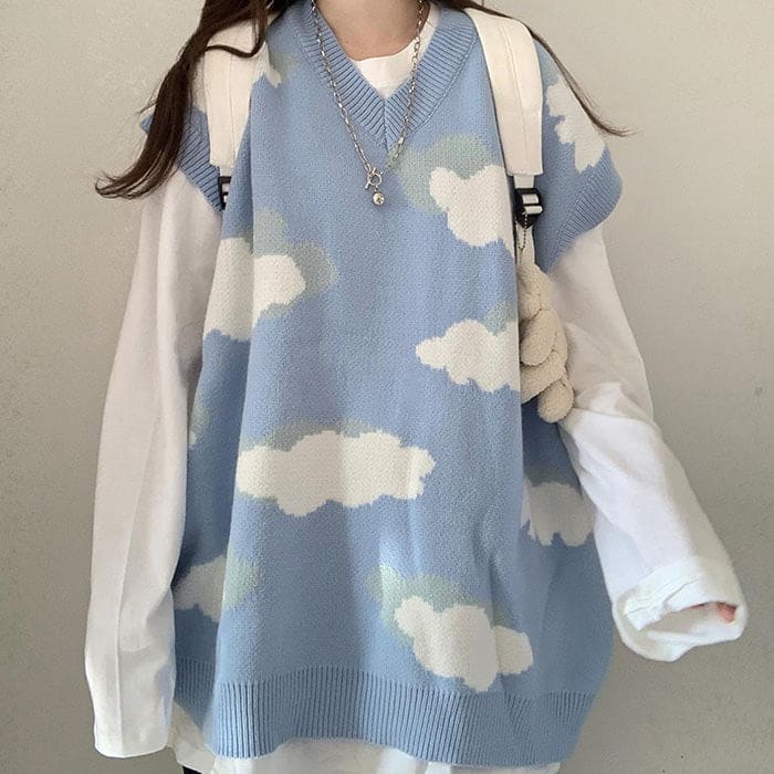 Cloudy Blue Skies Vest - Sweaters