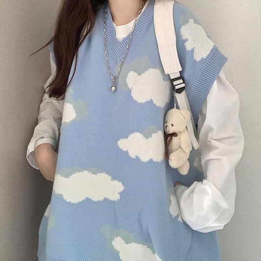 Cloudy Blue Skies Vest - Sweaters