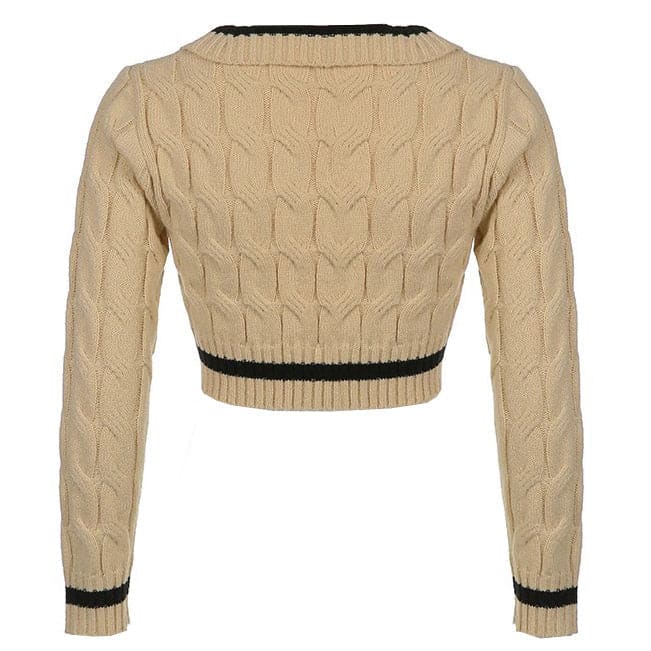 Coffee Cream Cropped Sweater - Tops