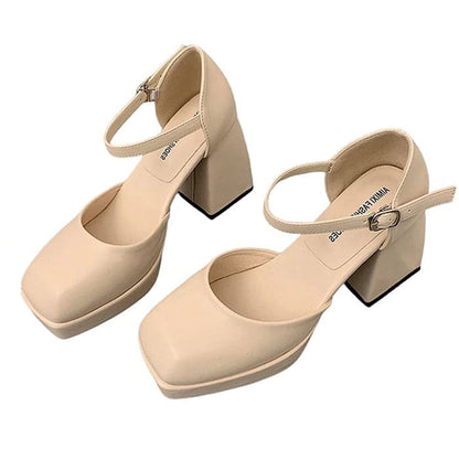 Coffee Cream Platform Heels - Shoes