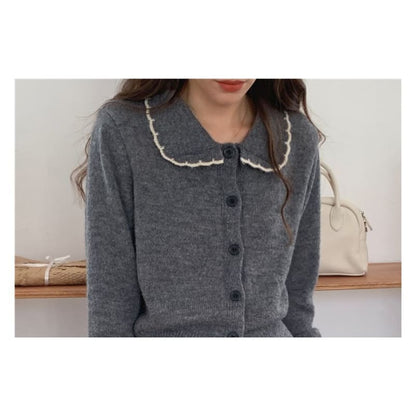 Collar Contrast Trim Cardigan